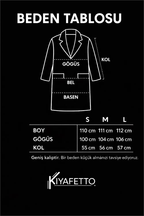 Kadın Bej Kuşaklı Kruvaze Yaka Uzun Kaşe Kaban HSZ001 