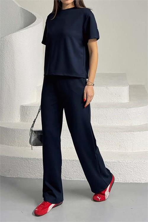 Kadın Lacivert Modal Kumaş Alt Üst Takım – Rahat Kesim Günlük Şık Kombin HSZ013 