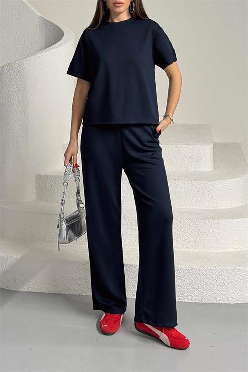 Kadın Lacivert Modal Kumaş Alt Üst Takım – Rahat Kesim Günlük Şık Kombin HSZ013 